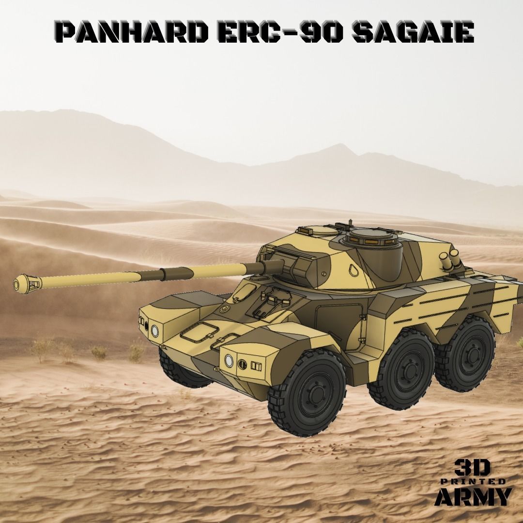 French tank Panhard ERC-90 Sagaie or Lynx  - STL files  3D print model_18