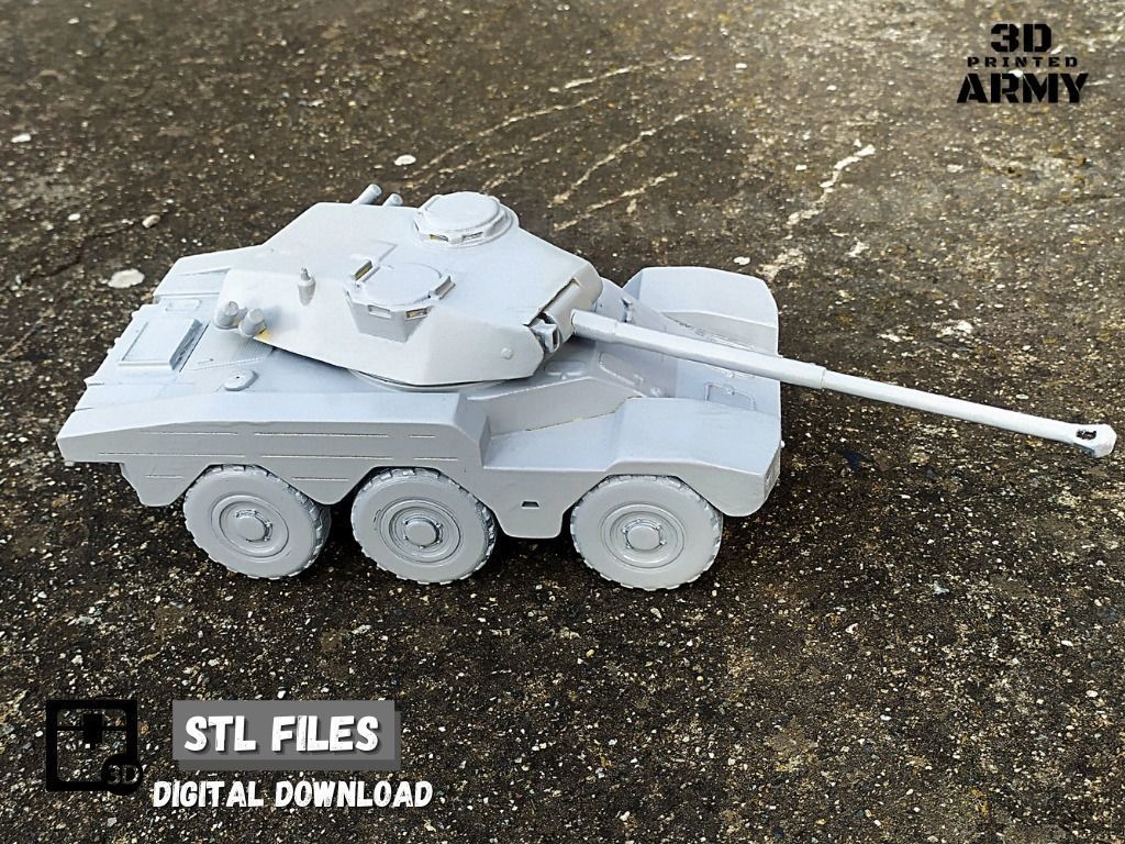 French tank Panhard ERC-90 Sagaie or Lynx  - STL files  3D print model_2
