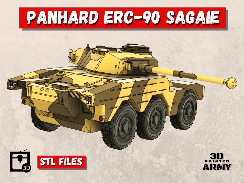French tank Panhard ERC-90 Sagaie or Lynx  - STL files  3D print model_14