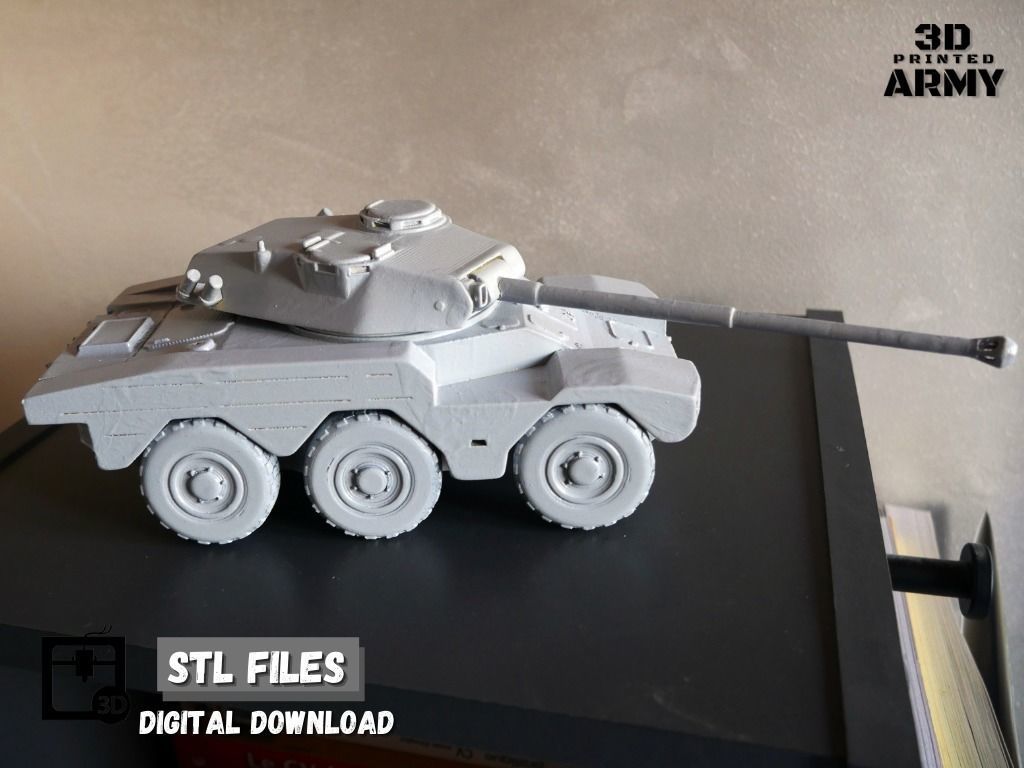 French tank Panhard ERC-90 Sagaie or Lynx  - STL files  3D print model_4