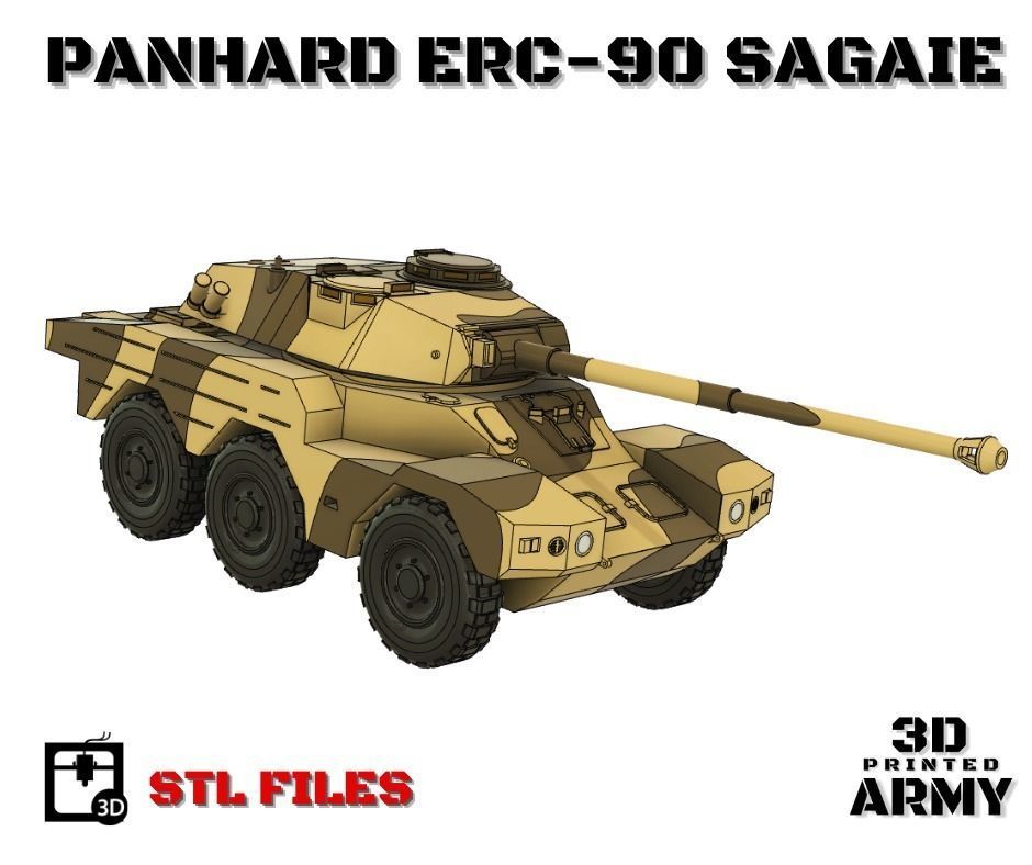 French tank Panhard ERC-90 Sagaie or Lynx  - STL files  3D print model_13