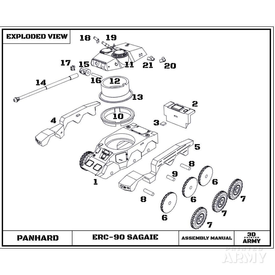 French tank Panhard ERC-90 Sagaie or Lynx  - STL files  3D print model_15