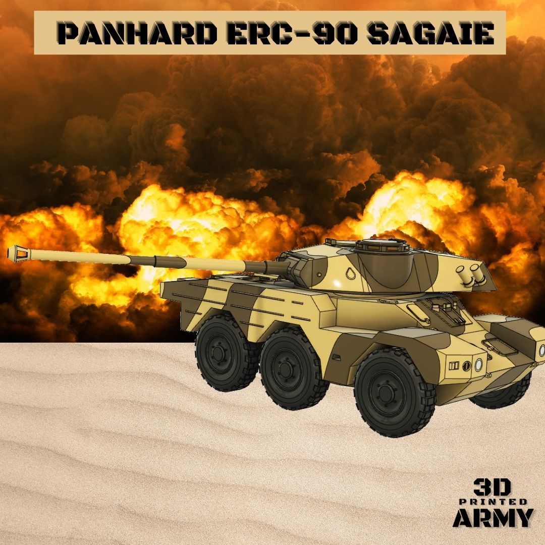 French tank Panhard ERC-90 Sagaie or Lynx  - STL files  3D print model_19