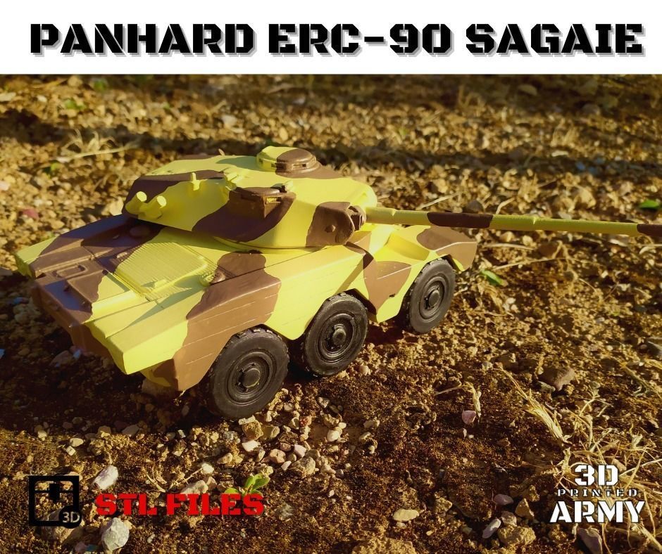 French tank Panhard ERC-90 Sagaie or Lynx  - STL files  3D print model_12