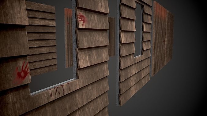 Modular House Front Abadoned Building Free low-poly 3D model