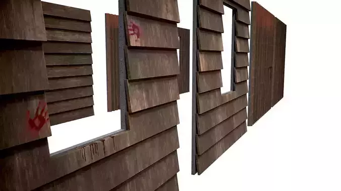 Modular House Front Abadoned Building Free low-poly 3D model