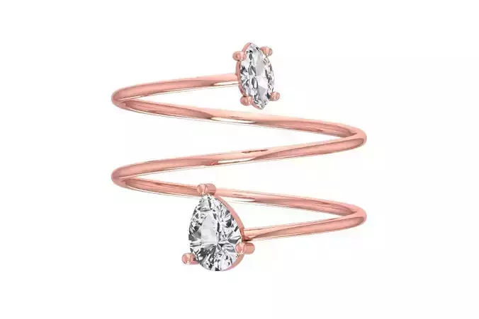 Solitaire Women Spiral Marquise Pear Stone Band Ring
