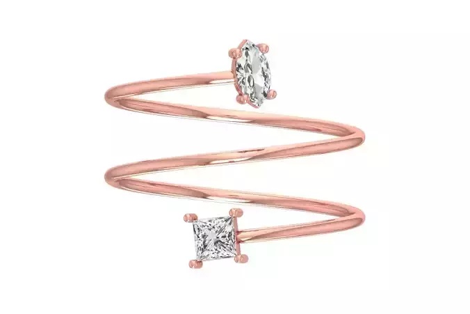 Solitaire Women Spiral Marquise Princess Stone Band Ring