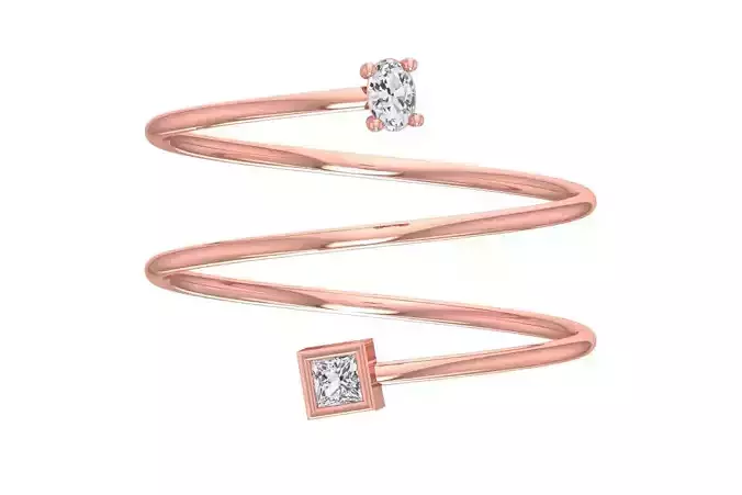 Solitaire Women Spiral Princess Oval Stone Band Ring