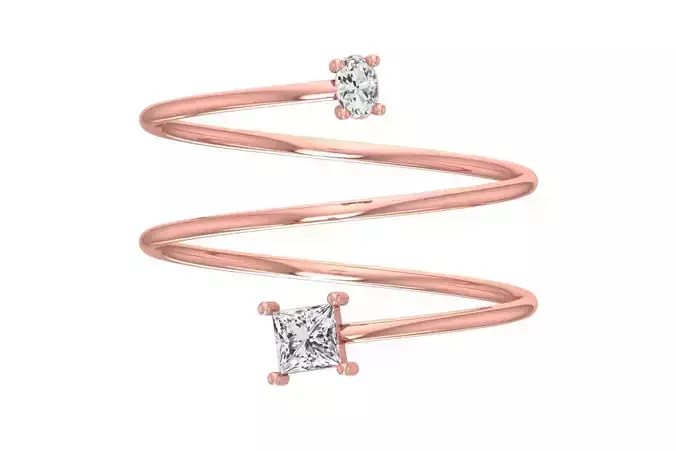 Solitaire Women Spiral Princess Oval Stone Band Ring