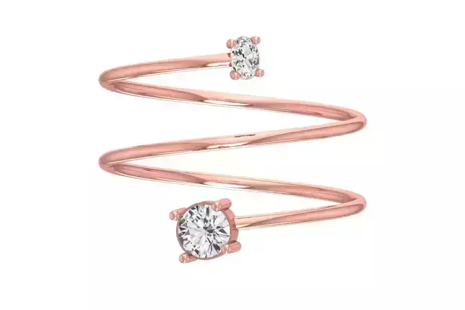 Solitaire Women Spiral Oval Round Band Ring