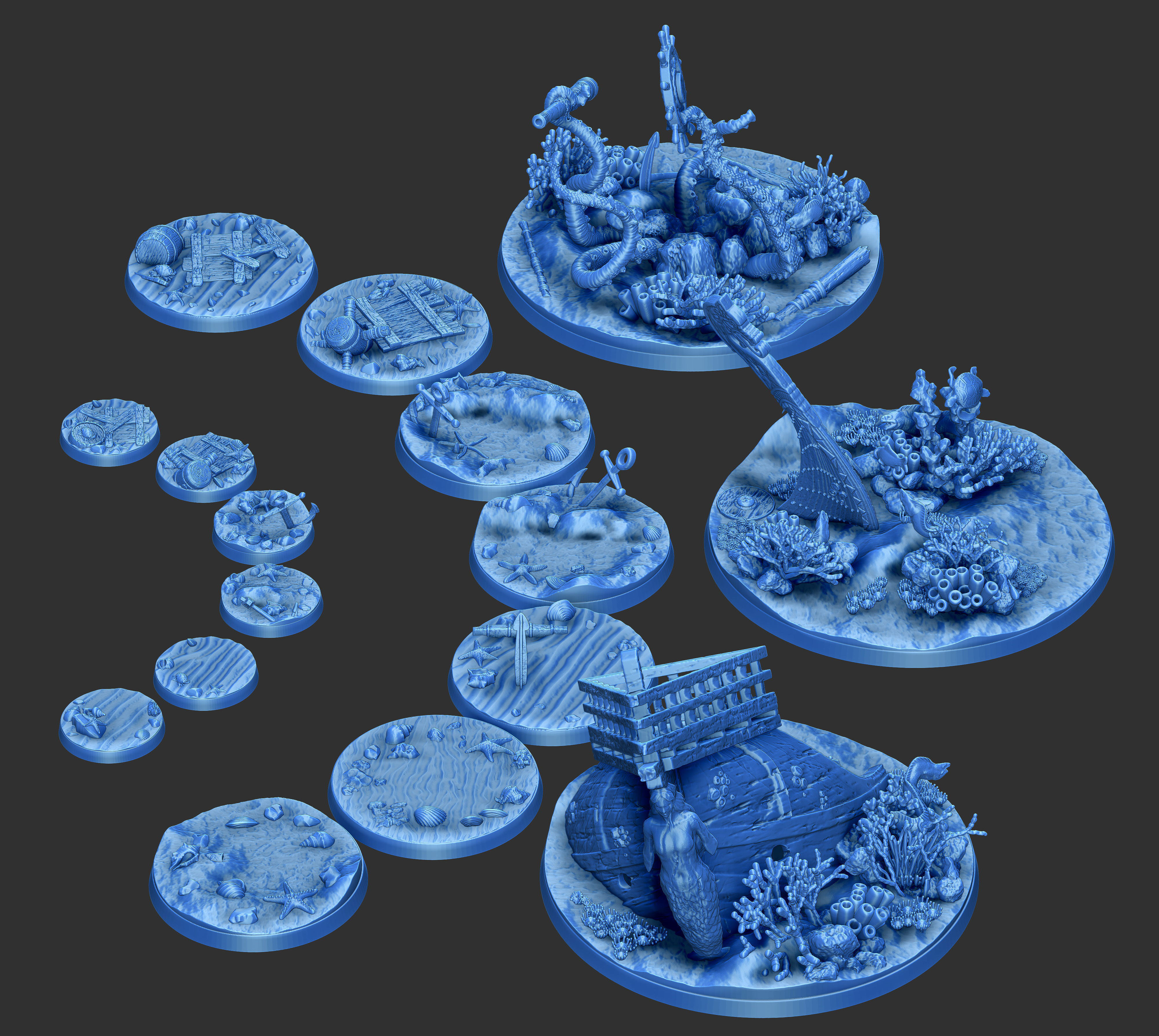 PACK 1 - 16 MINIATURE BASES 25mm 50mm and 100mm 3D Print Ready 3D print model_4
