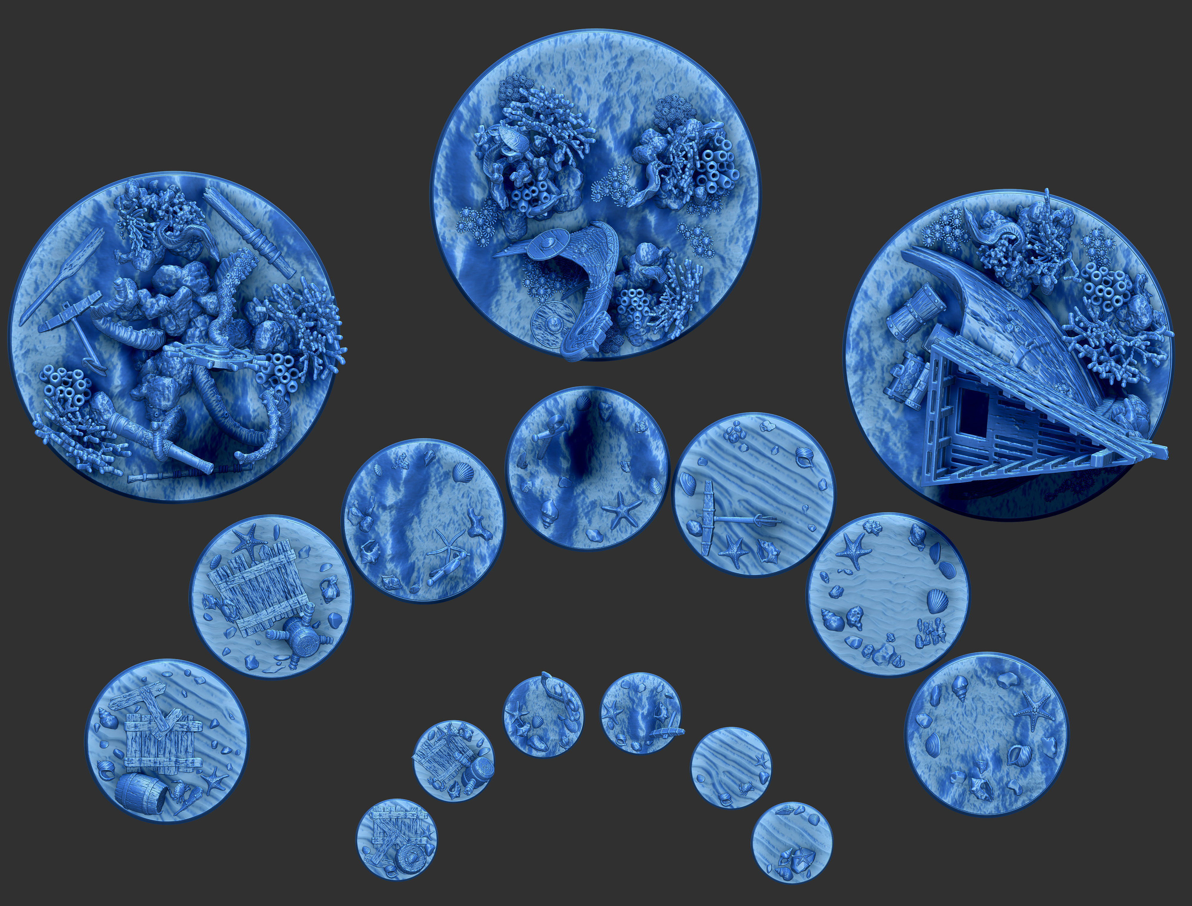 PACK 1 - 16 MINIATURE BASES 25mm 50mm and 100mm 3D Print Ready 3D print model_2