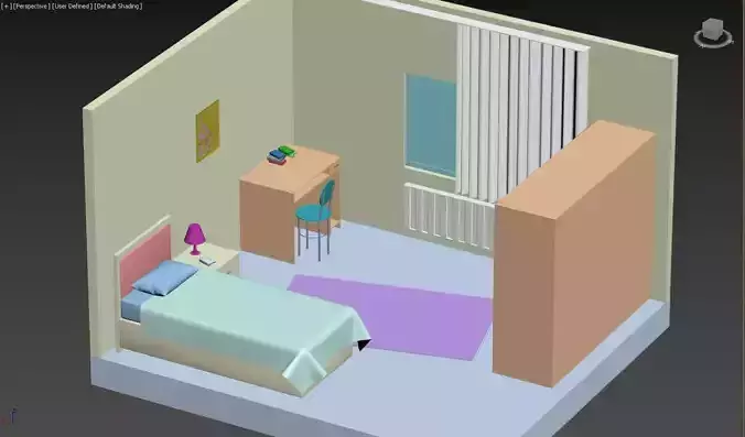 ROOM MODEL with bed and desk