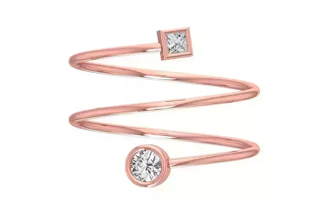 Solitaire Women Spiral Princess Round Stone Band Ring