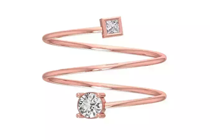 Solitaire Women Spiral Princess Round Stone Band Ring