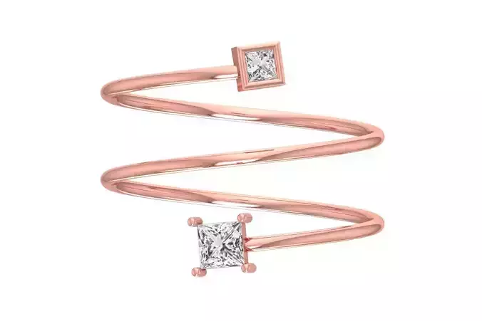 Solitaire Women Spiral Princess Stone Band Ring