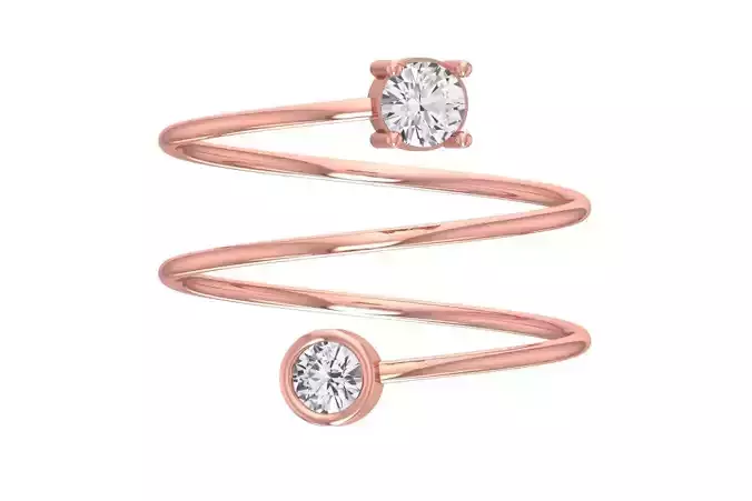 Solitaire Women Spiral Round Band Ring