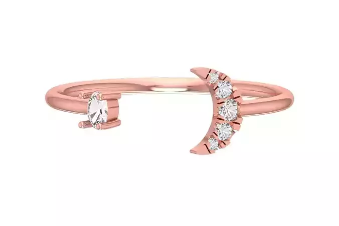 Solitaire Women Half Moon Oval stone Band Ring