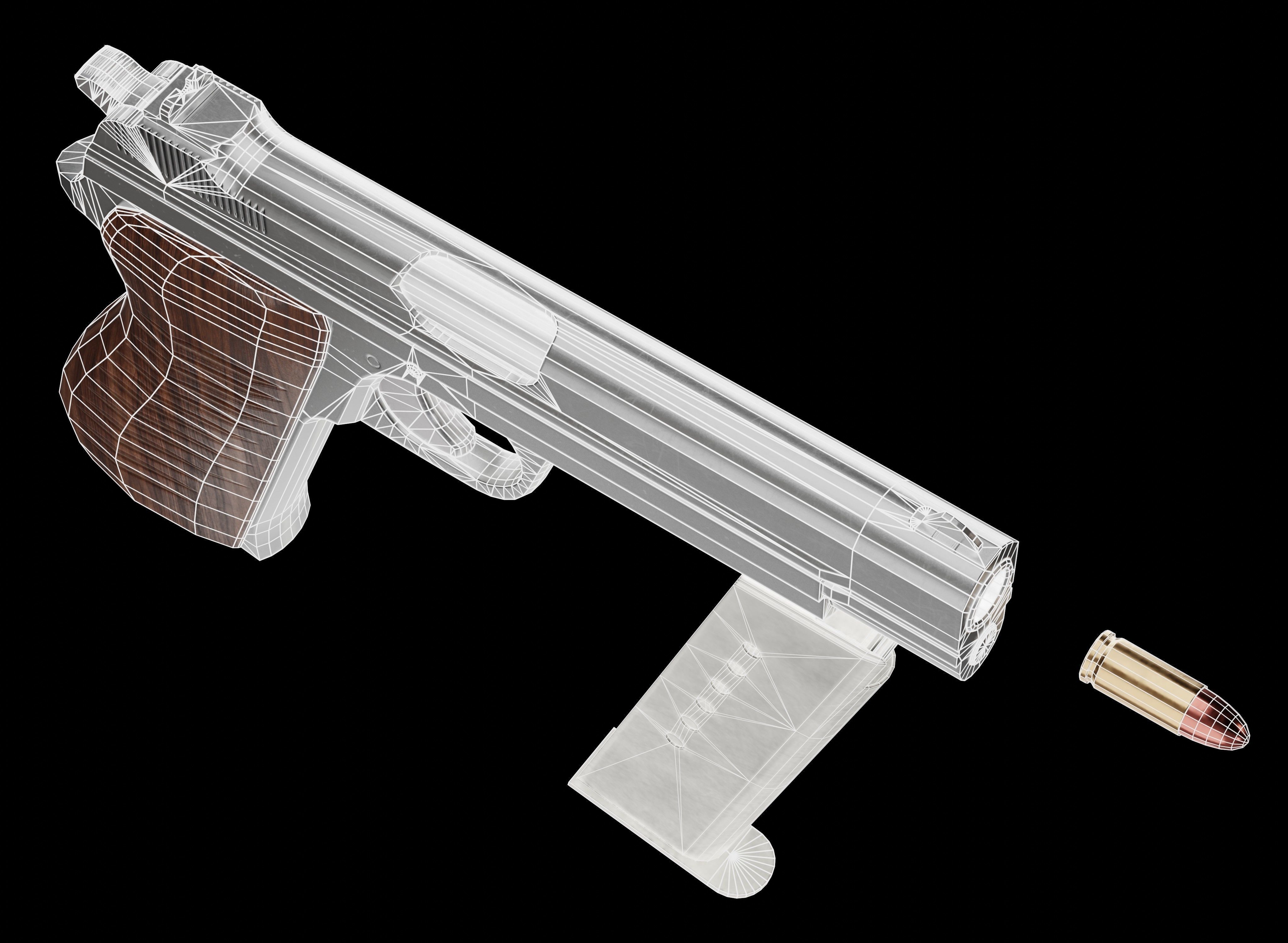 P210-BASED silver pistol Low-poly 3D model_8