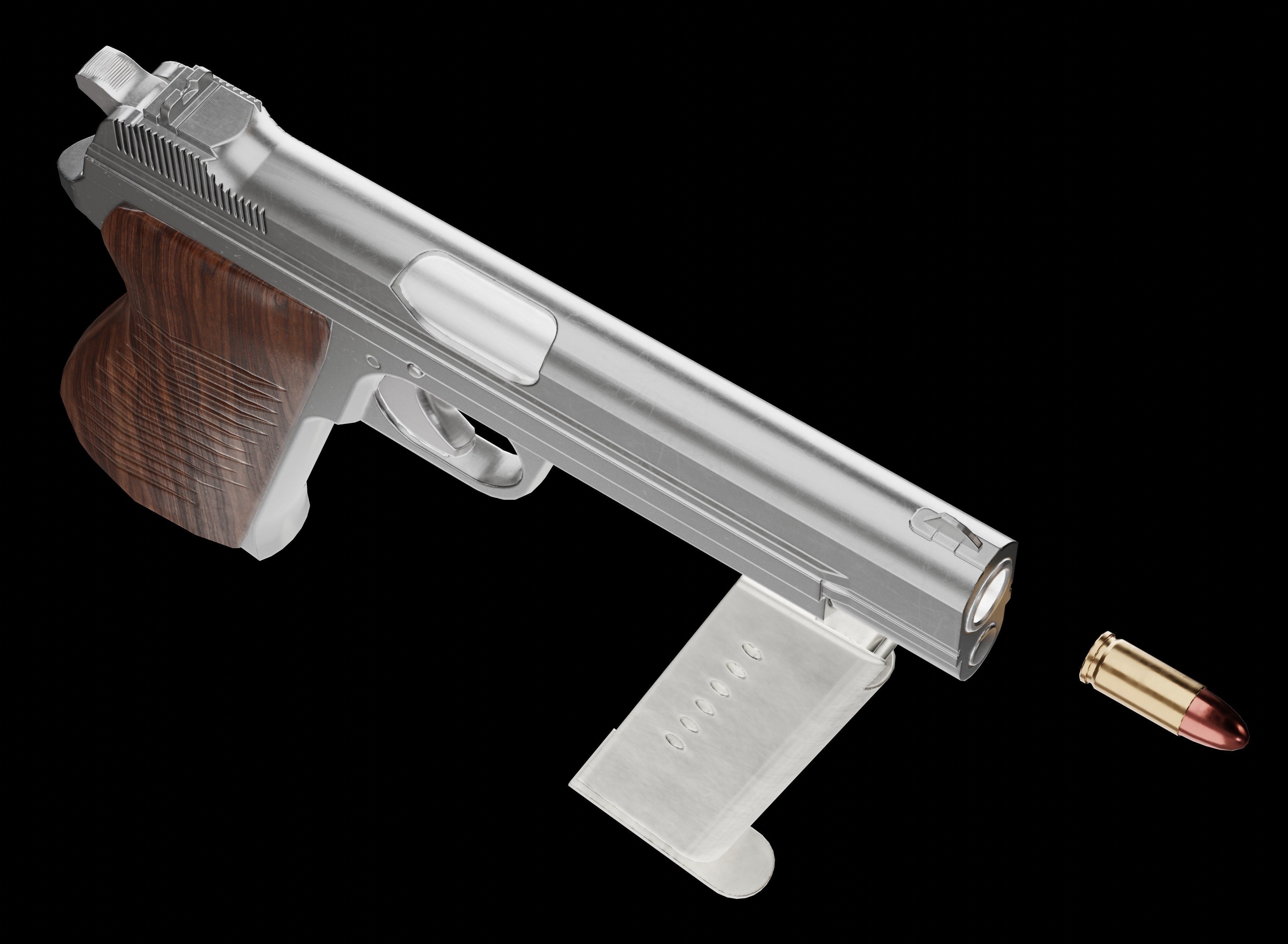 P210-BASED silver pistol Low-poly 3D model_5