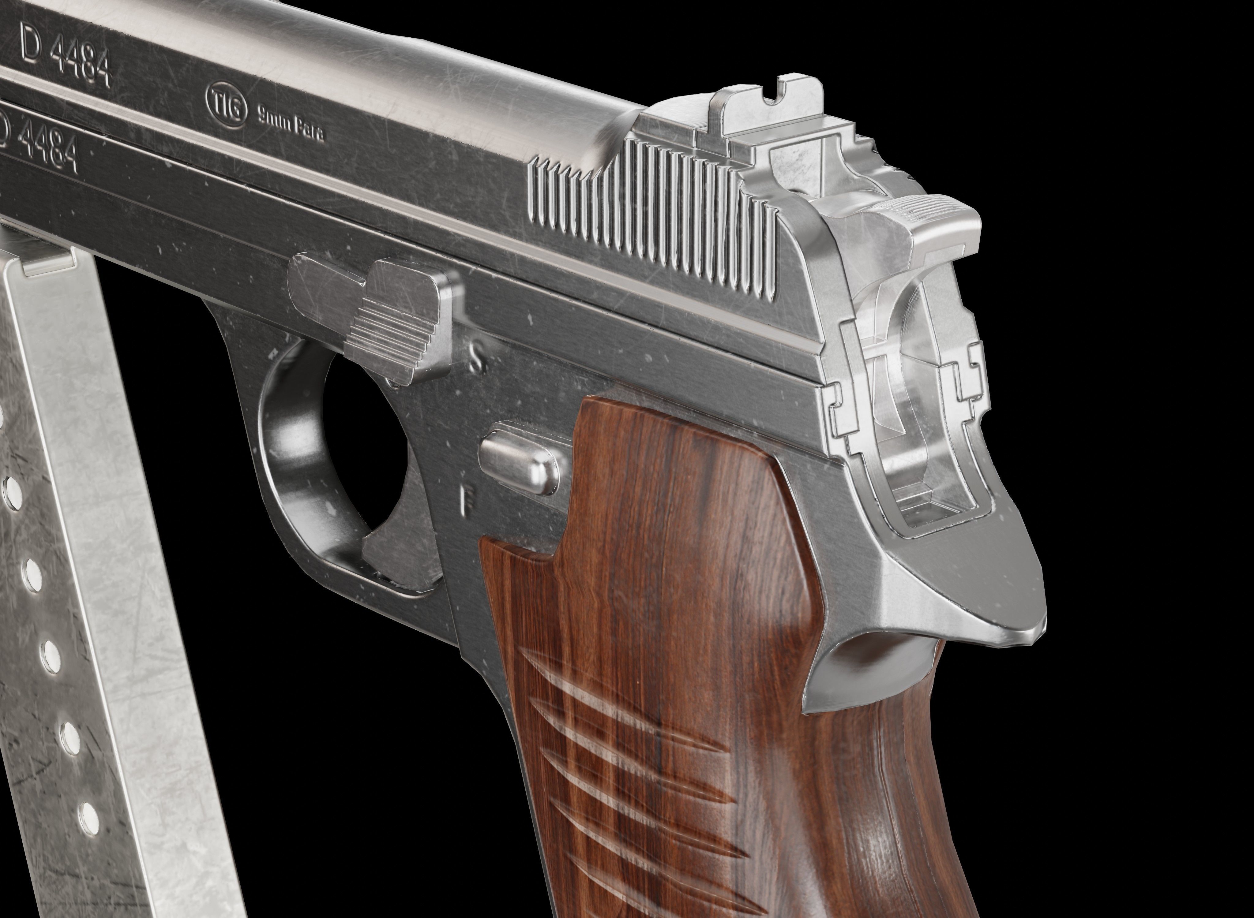 P210-BASED silver pistol Low-poly 3D model_2