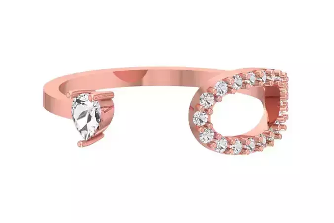 Solitaire Women Pear Stone Band Ring