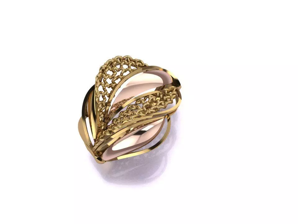 ring 9 gold leaf 3D print model_0