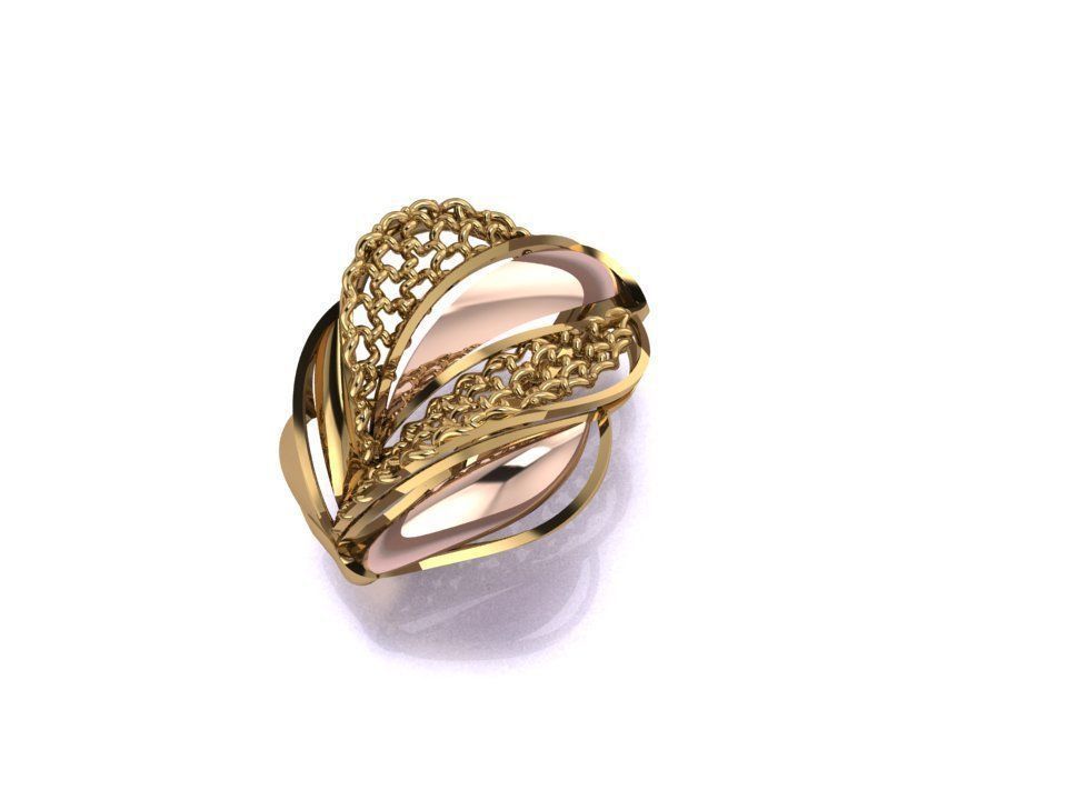 ring 9 gold leaf 3D print model_3