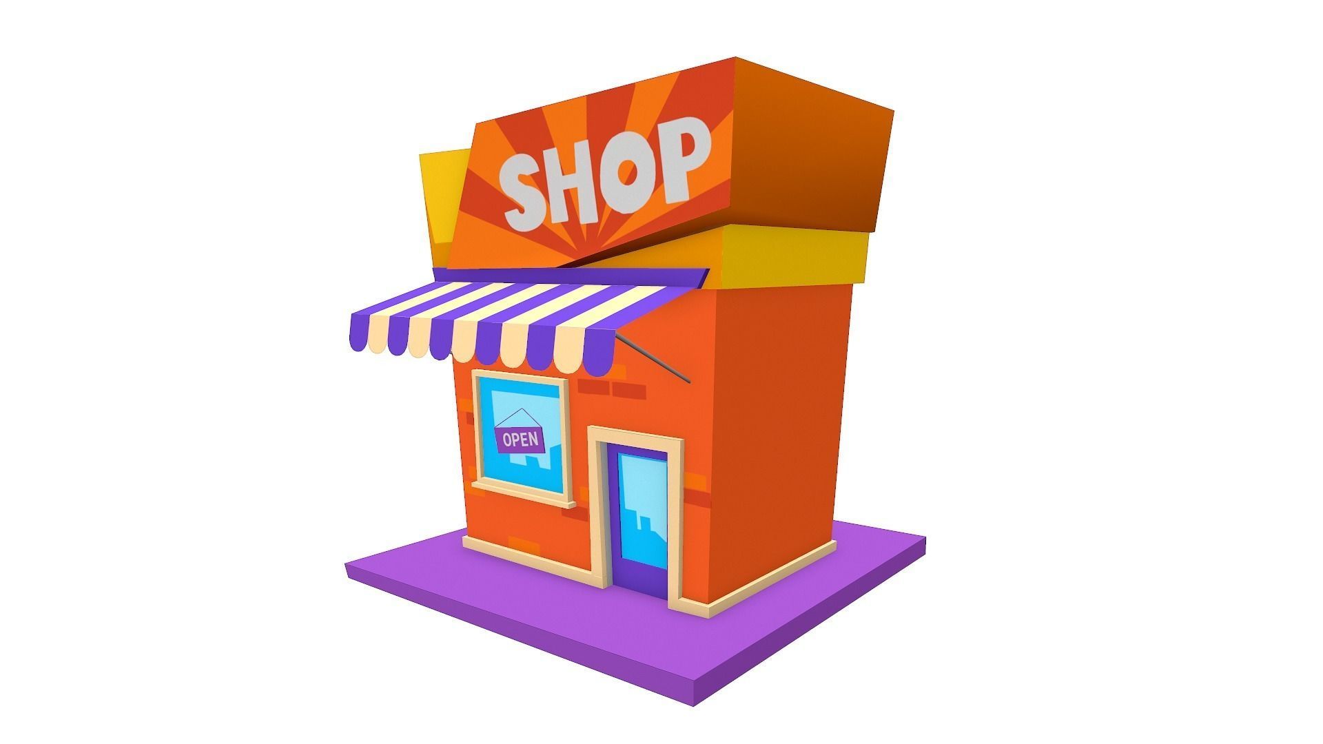 Cartoon Shop Building Low-poly 3D model_2