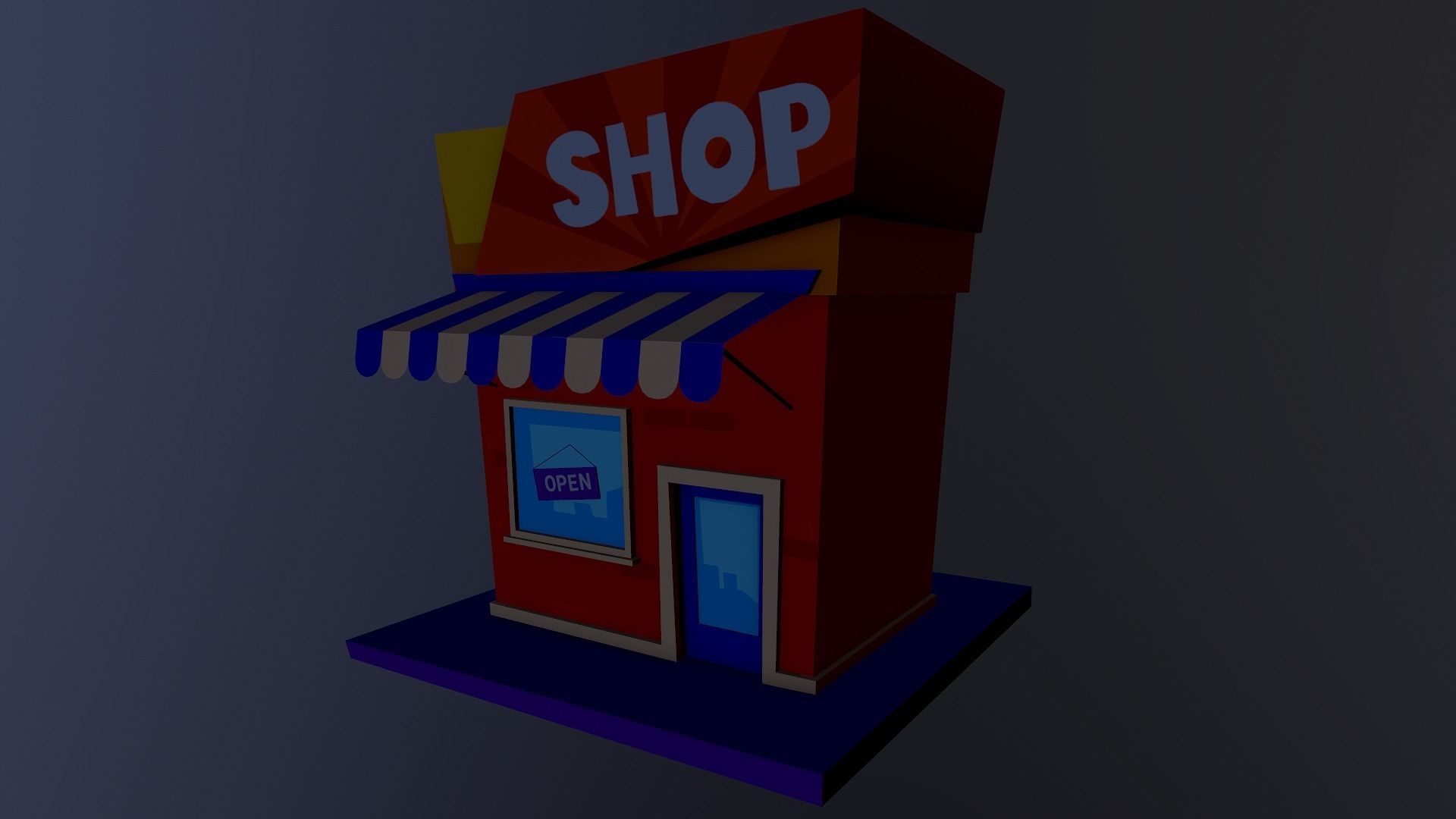 Cartoon Shop Building Low-poly 3D model_7