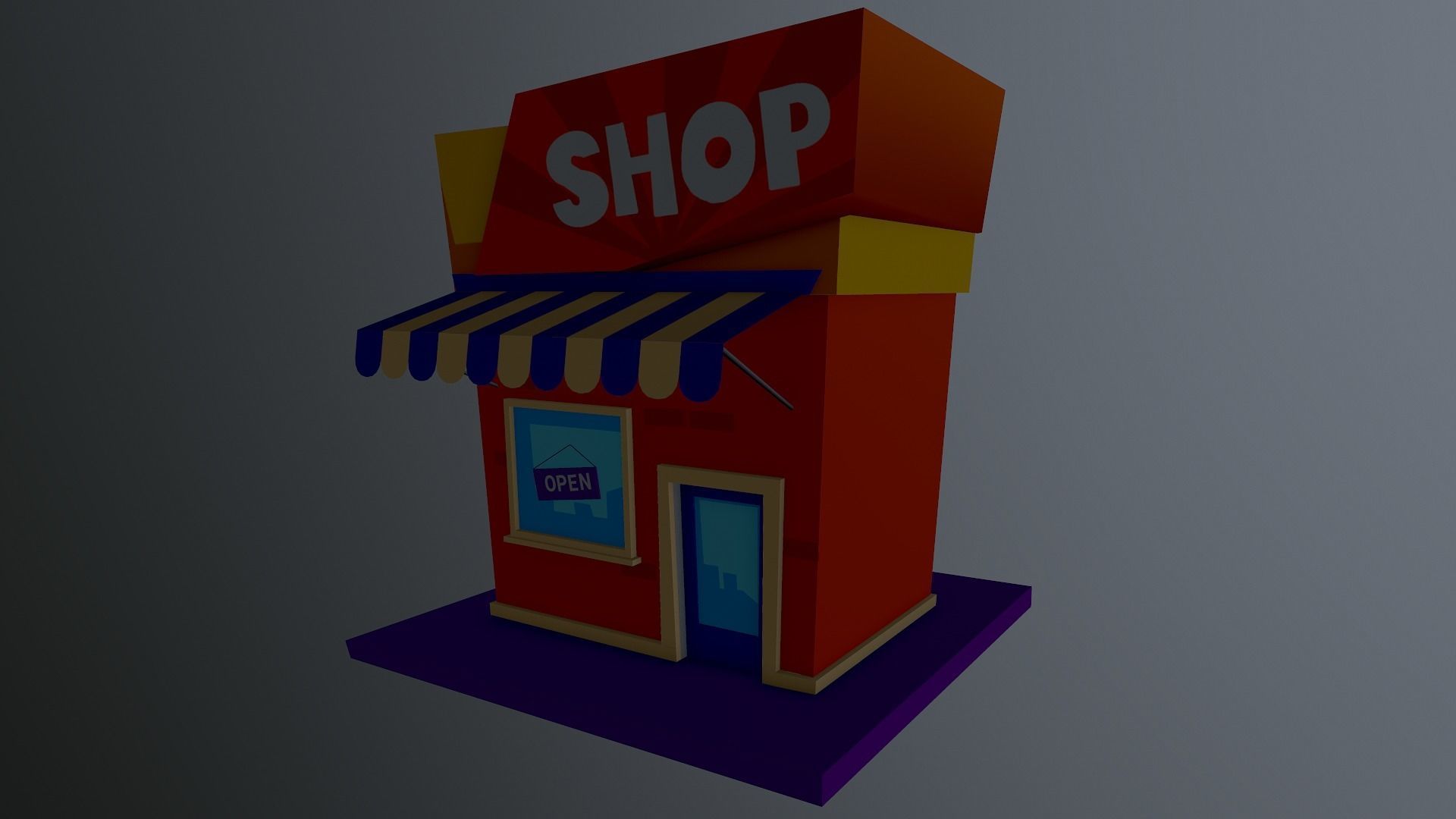 Cartoon Shop Building Low-poly 3D model_28
