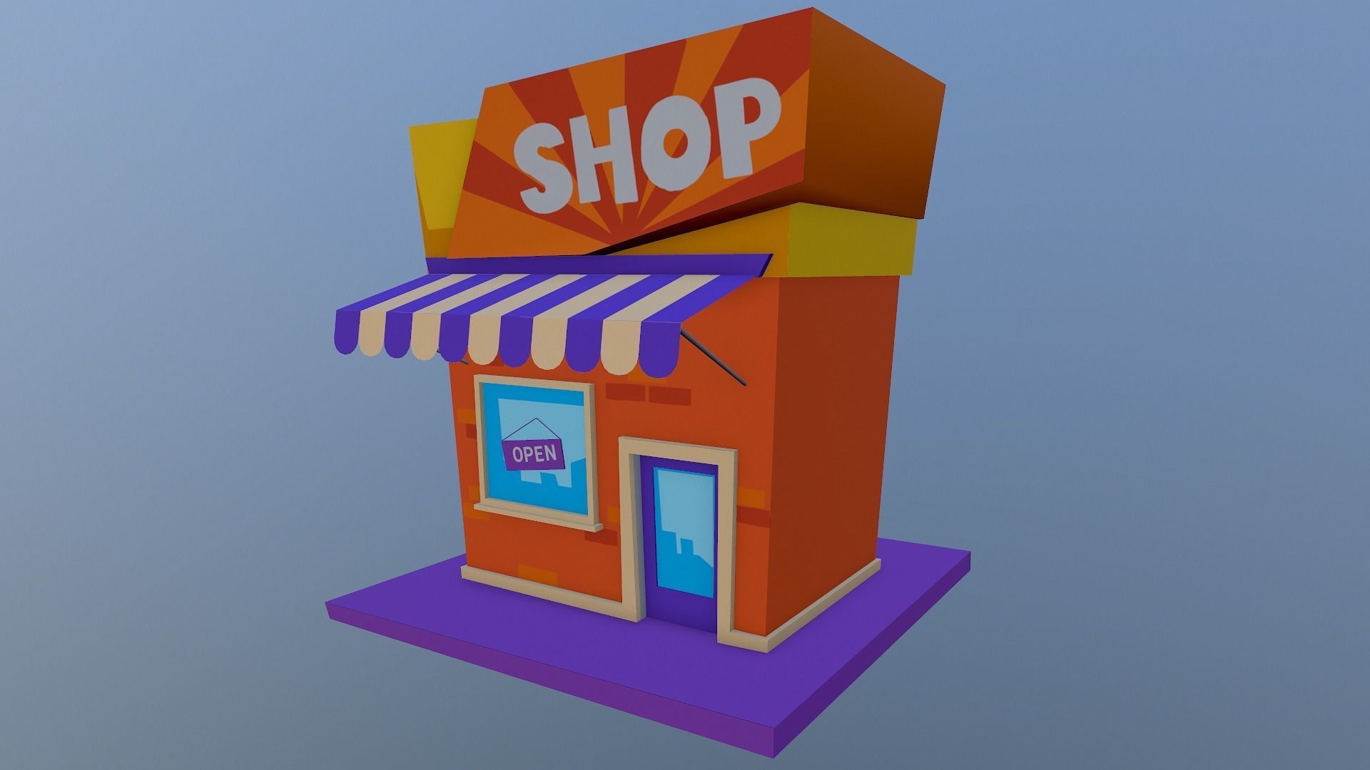 Cartoon Shop Building Low-poly 3D model_22