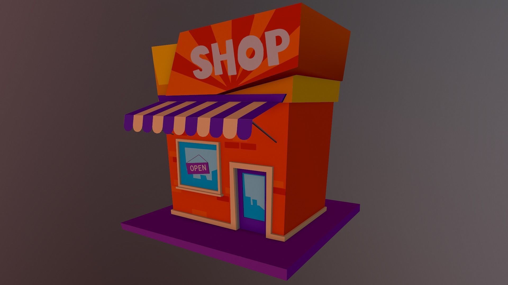 Cartoon Shop Building Low-poly 3D model_29