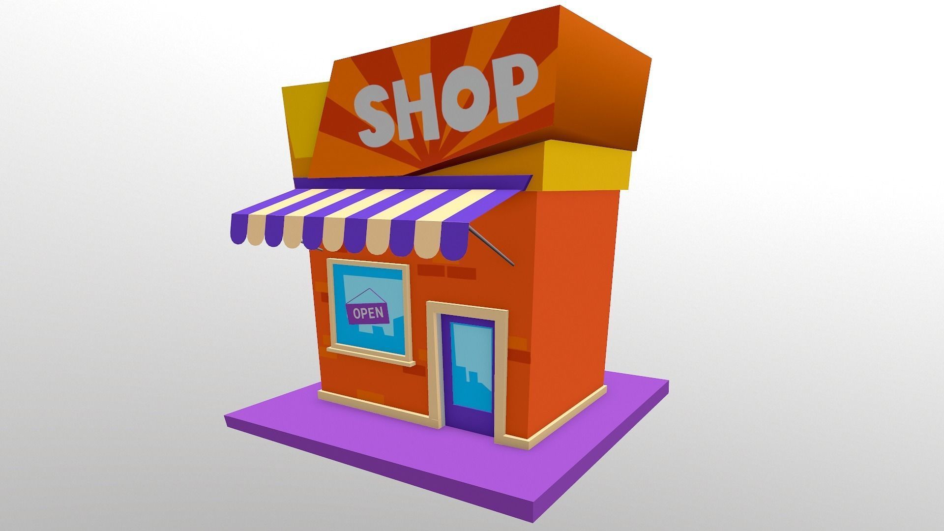 Cartoon Shop Building Low-poly 3D model_19