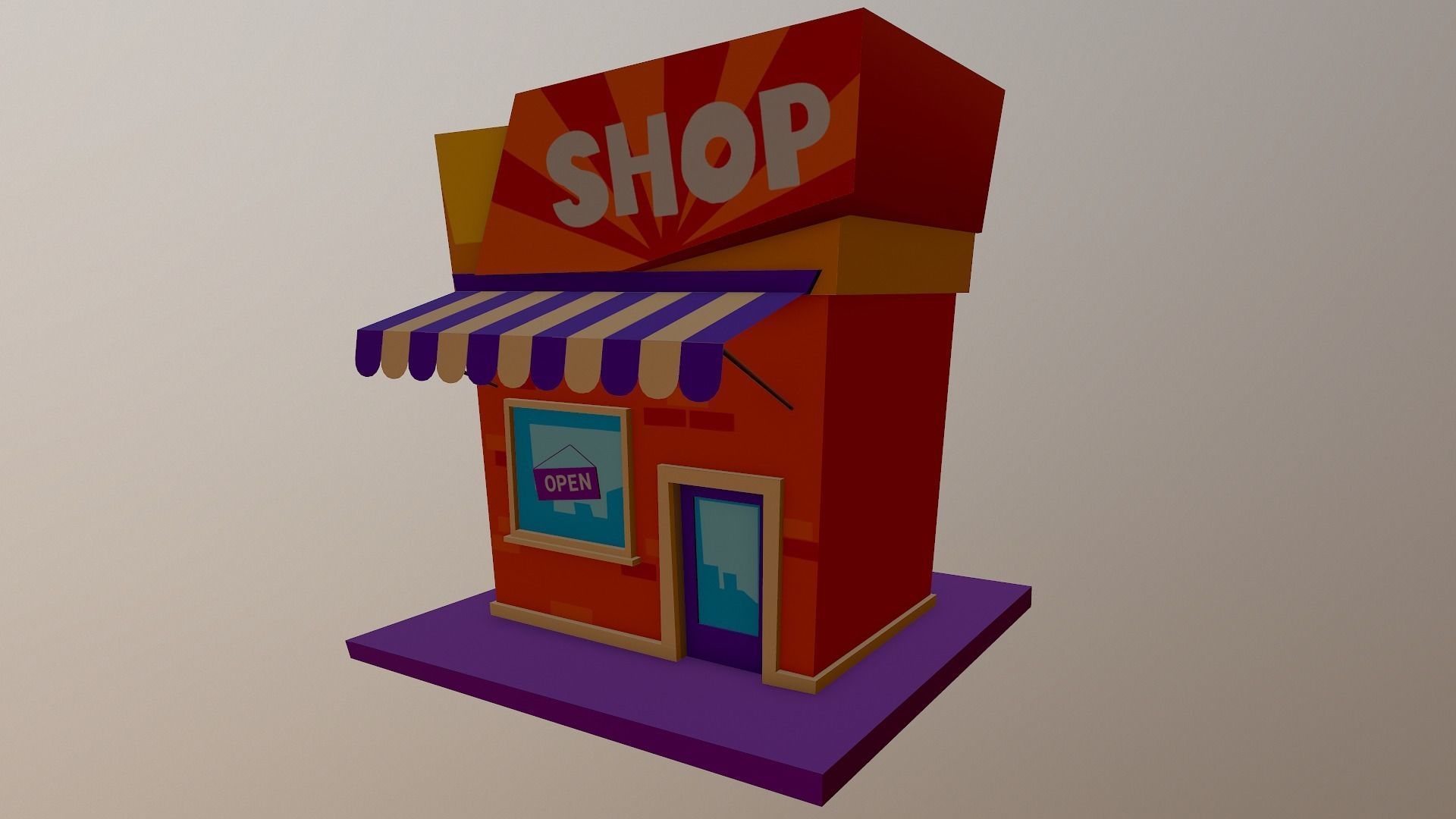 Cartoon Shop Building Low-poly 3D model_24