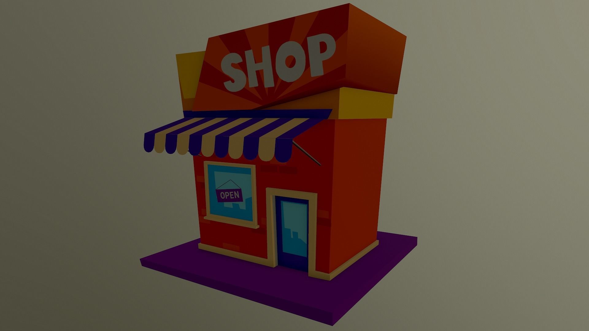 Cartoon Shop Building Low-poly 3D model_25