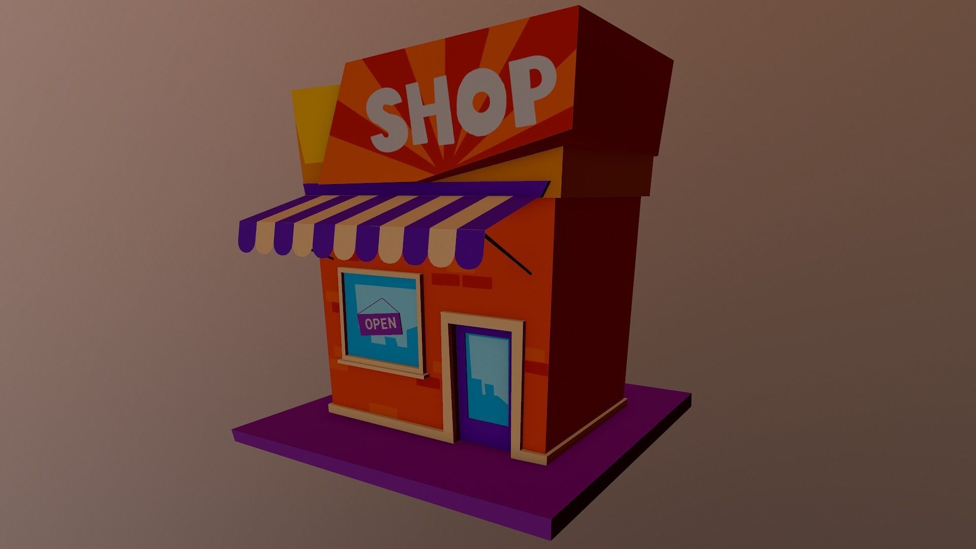 Cartoon Shop Building Low-poly 3D model_8