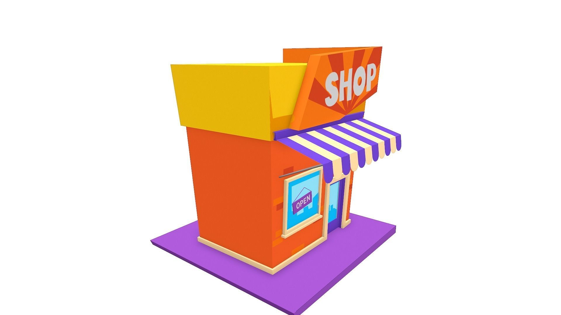 Cartoon Shop Building Low-poly 3D model_3