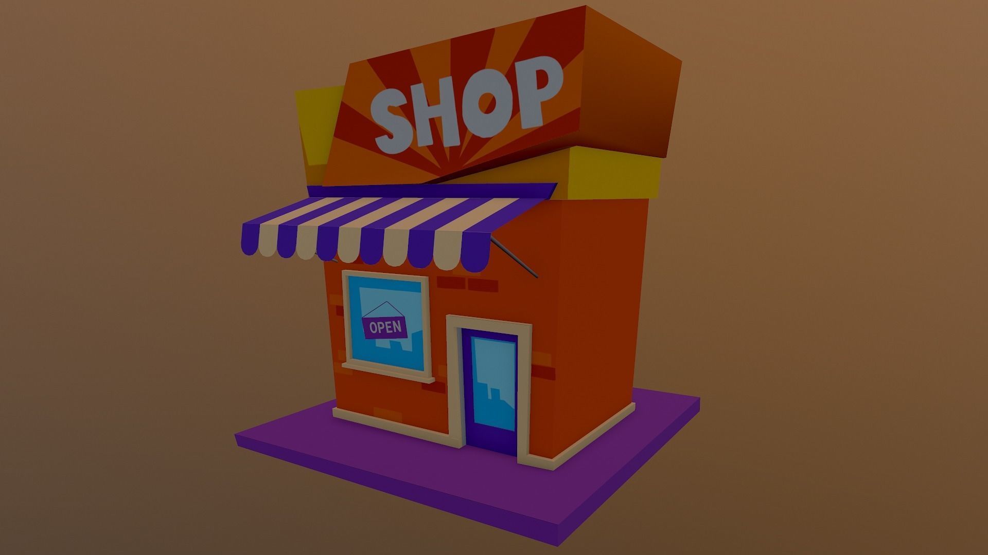 Cartoon Shop Building Low-poly 3D model_27