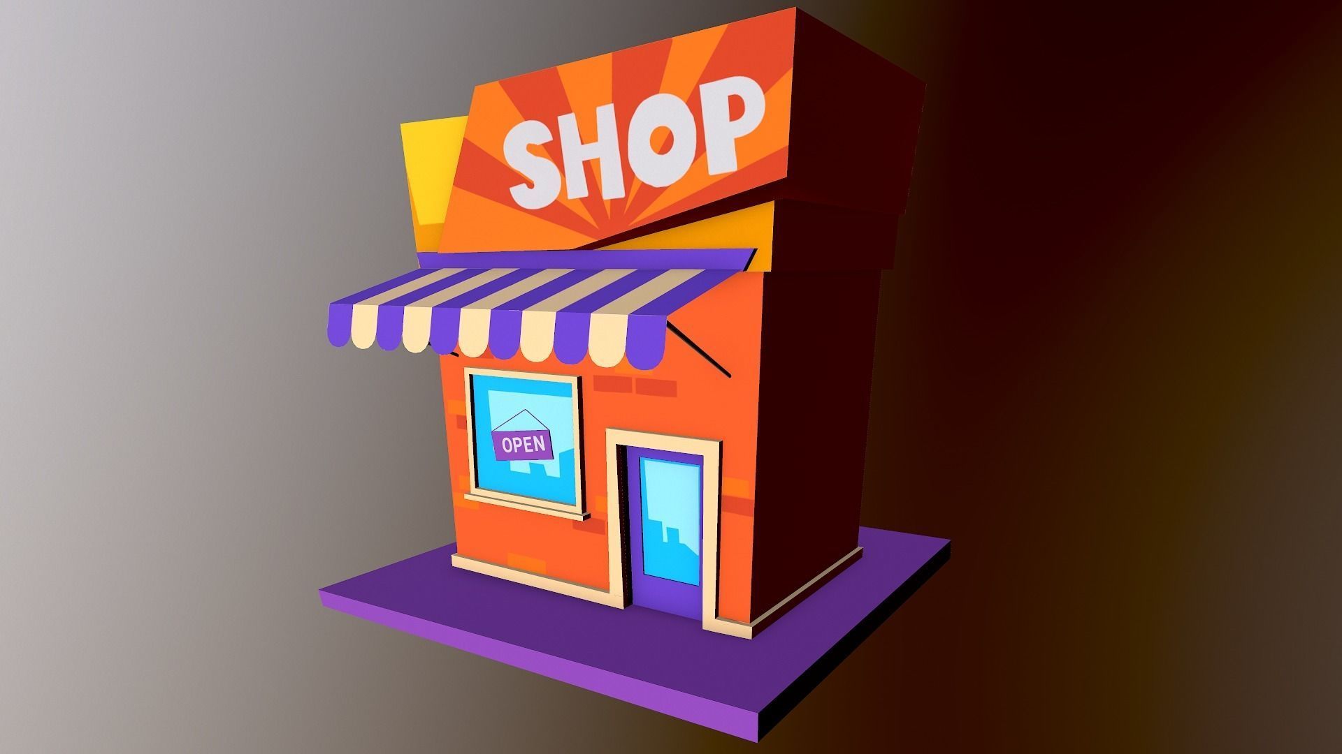 Cartoon Shop Building Low-poly 3D model_12