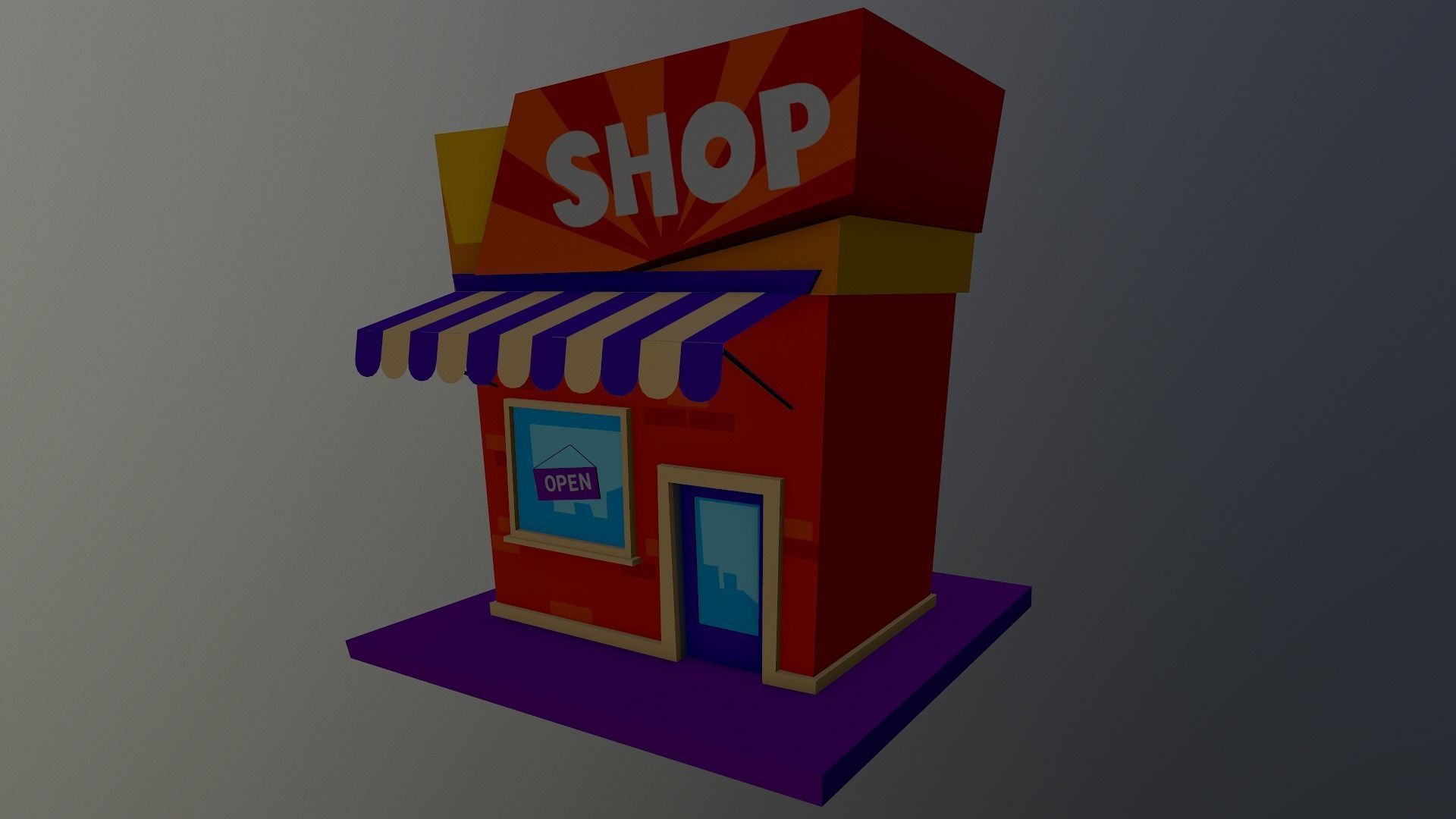 Cartoon Shop Building Low-poly 3D model_13