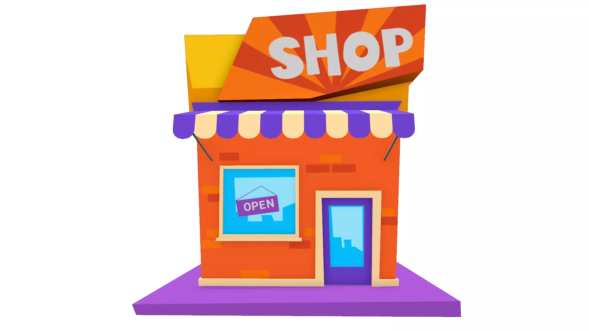 Cartoon Shop Building Low-poly 3D model_0