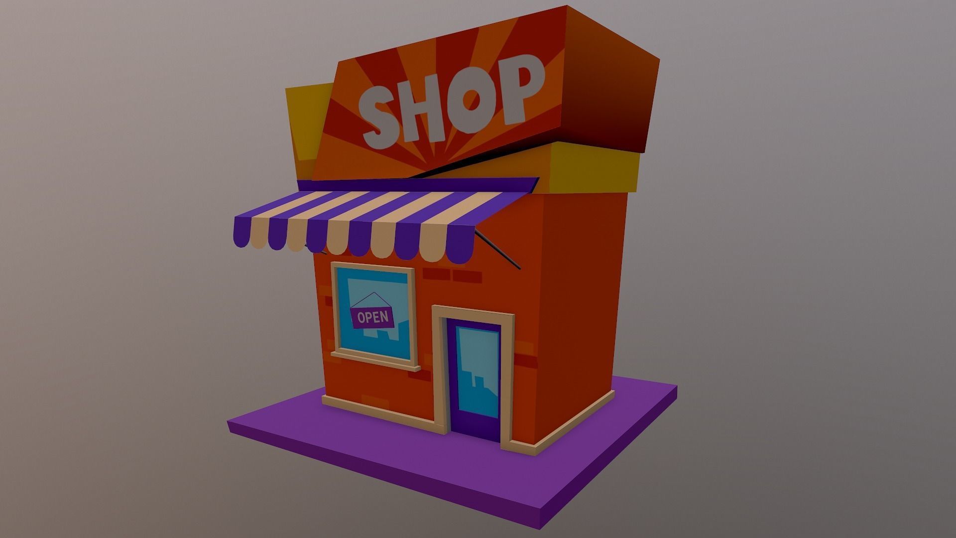 Cartoon Shop Building Low-poly 3D model_21
