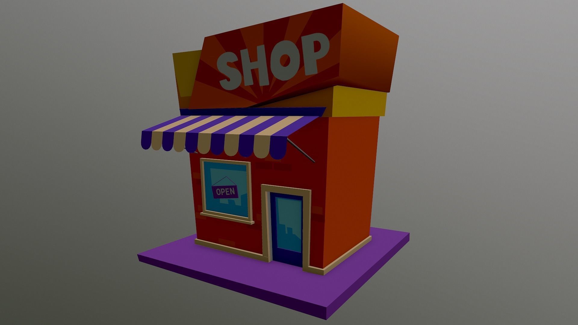 Cartoon Shop Building Low-poly 3D model_26
