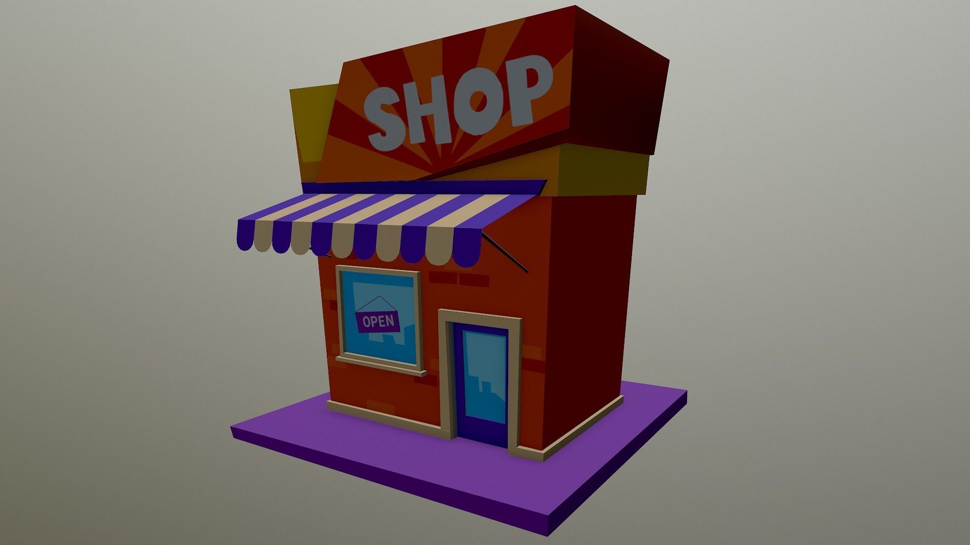 Cartoon Shop Building Low-poly 3D model_18