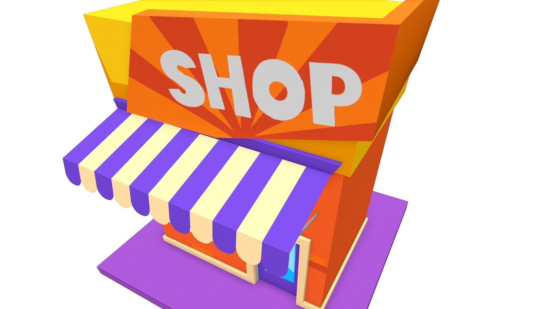 Cartoon Shop Building Low-poly 3D model_6