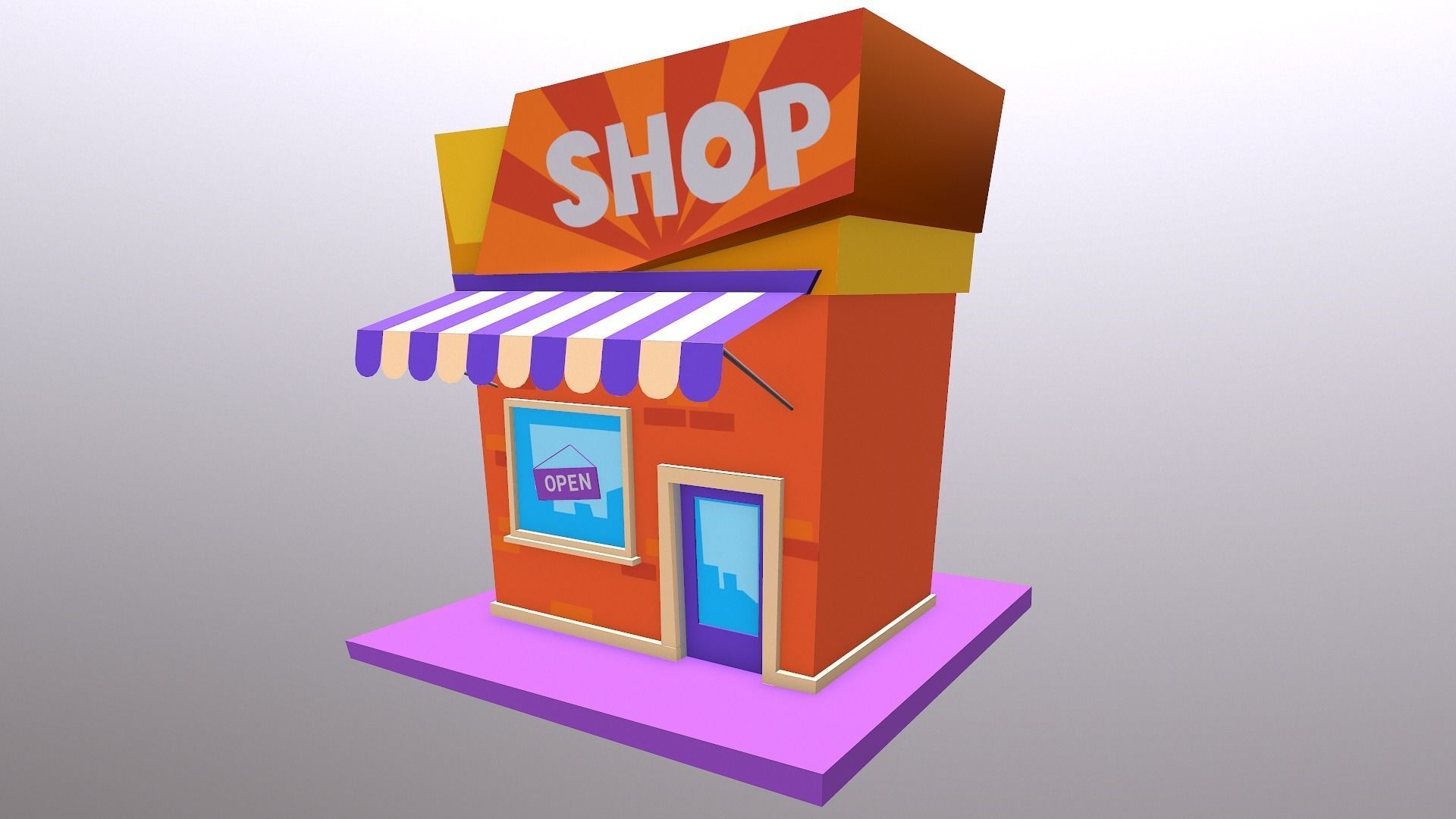 Cartoon Shop Building Low-poly 3D model_30