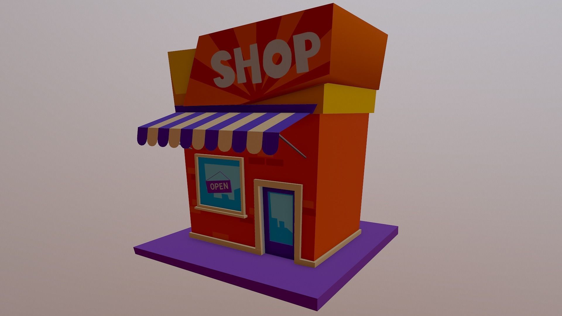 Cartoon Shop Building Low-poly 3D model_10
