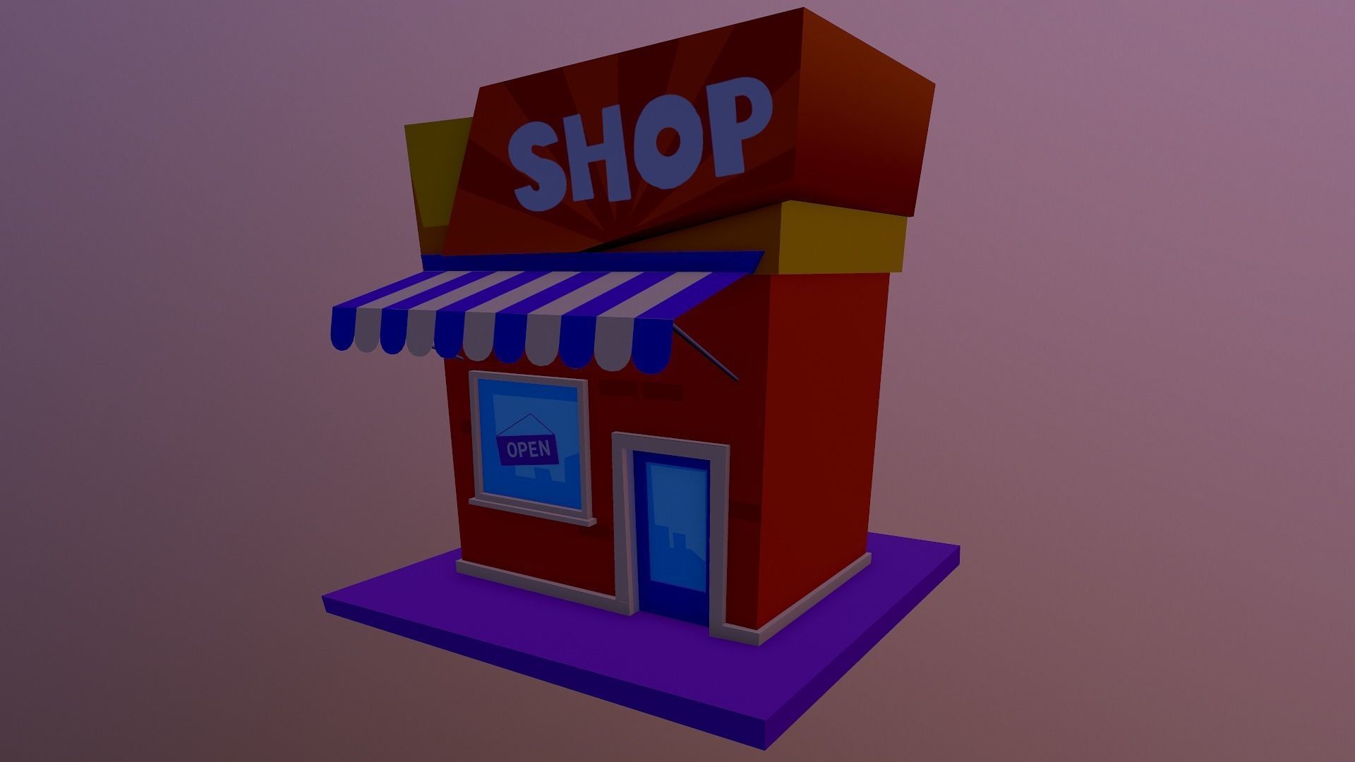 Cartoon Shop Building Low-poly 3D model_23